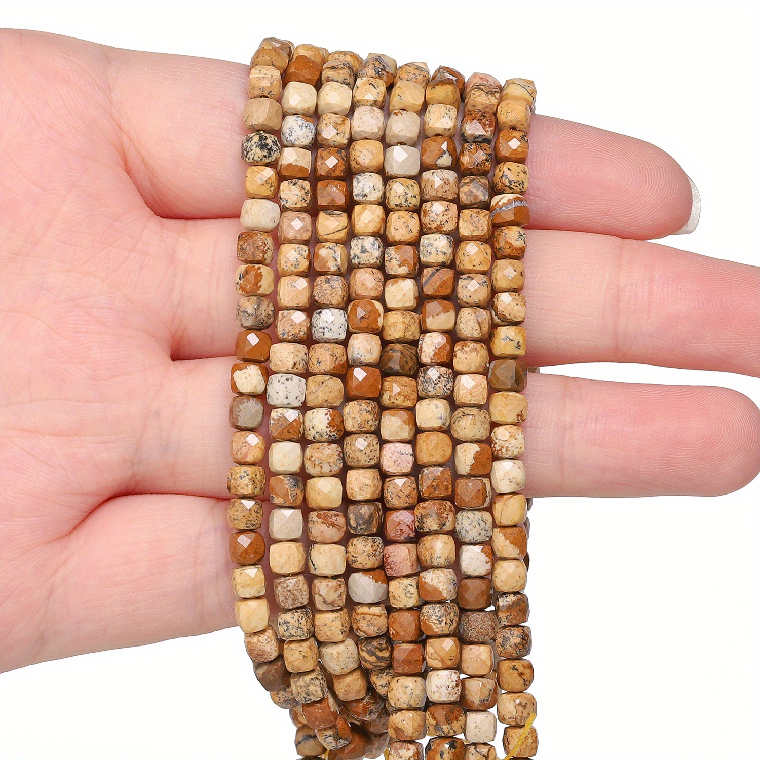 Natural Picture Jasper Stone Beads, 4mm for Jewelry Making